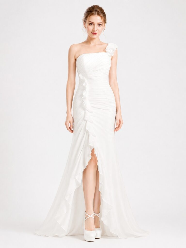 affordable chiffon beach wedding dress