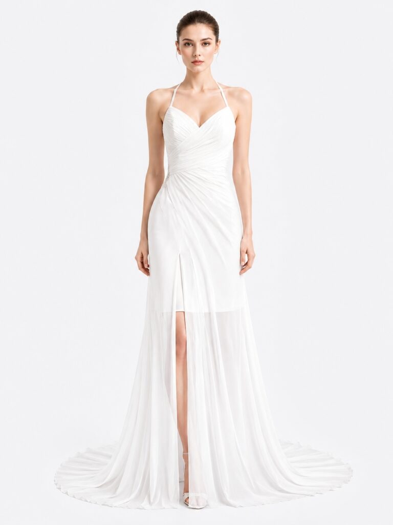 affordable chiffon beach wedding dress