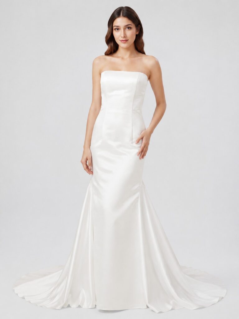 affordable satin wedding dress