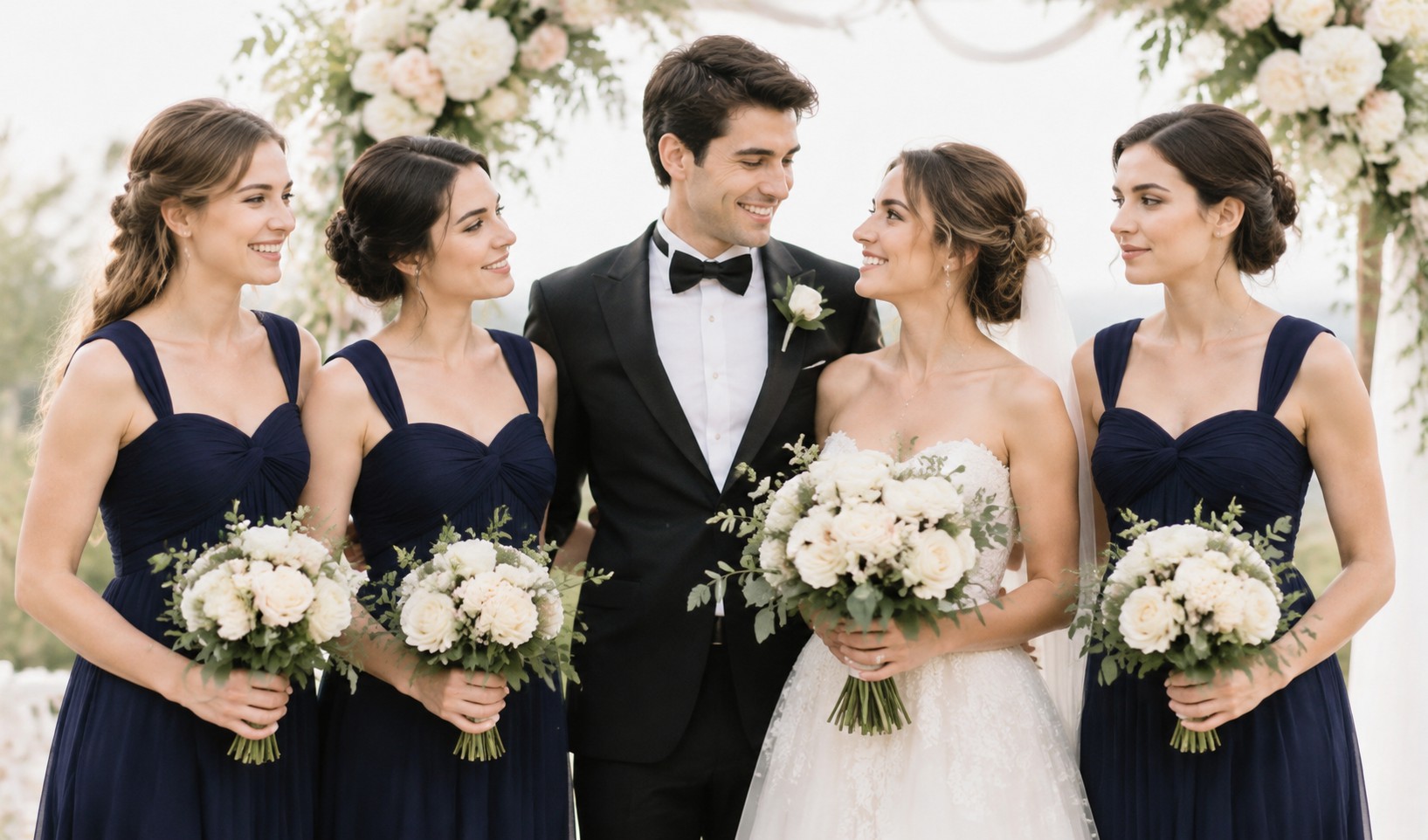 bridesmaid dresses do not need to match the bride gown fabric