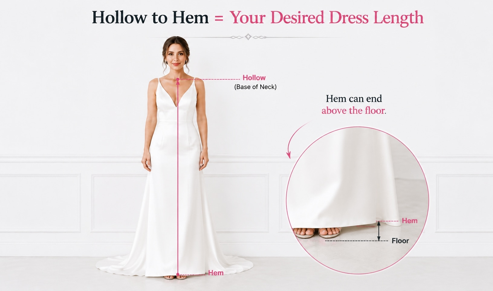 How to Measure Hollow to Hem for a Wedding Dress
