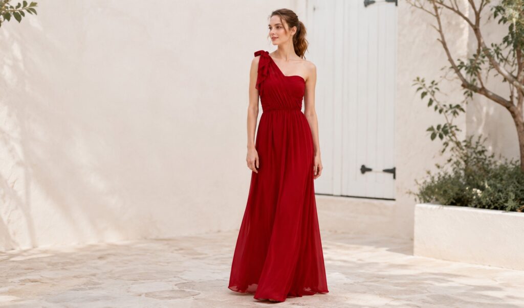 red bridesmaid dress