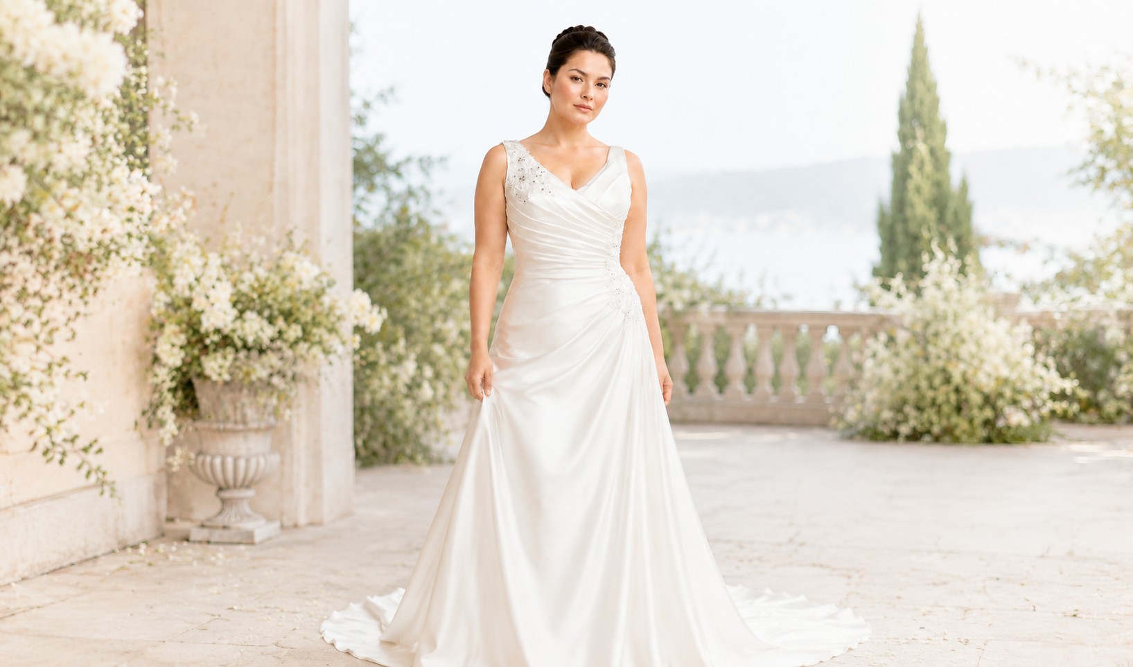 best wedding dress styles to hide a belly