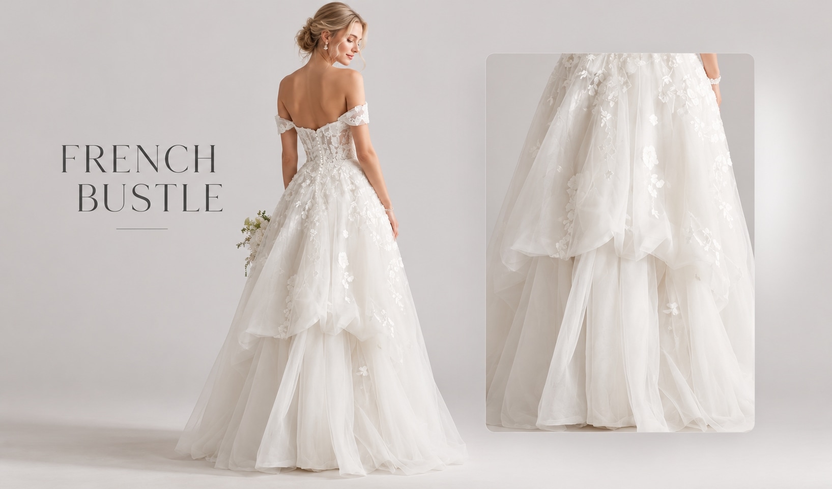 wedding gown bustle