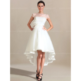 high low beach dresses White High Low Sweetheart Spaghetti Straps Simple Beach Wedding Dresses,  MW223 main image 1