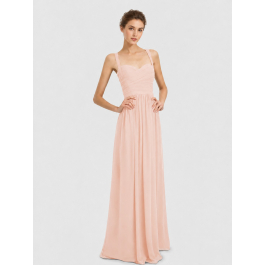 blue embellished bridesmaid dress Blue Scoop Neck Spaghetti Strap Charmeuse Panel Train Bridesmaid Dress main image 0