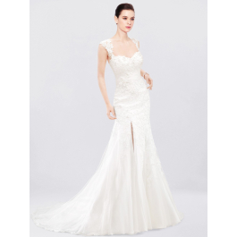 Corset Wedding Dress with Cap Sleeves $283