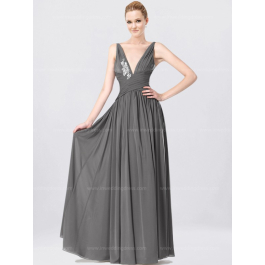 Long Chiffon V-Neck Prom Dress