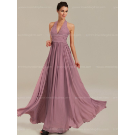 slim fit dress slacks Tea-Length Sleeveless Halter Mother of The Bride Dress with Bowknot main image 0