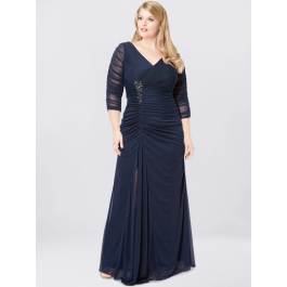 Navy Blue Mother of the Bride Dress with Sleeves