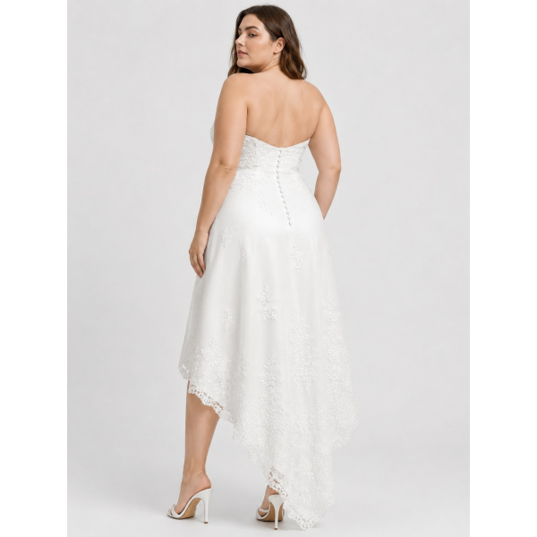 asymmetrical plus size wedding dresses Modest Plus-Size Wedding Dress with Sleeves