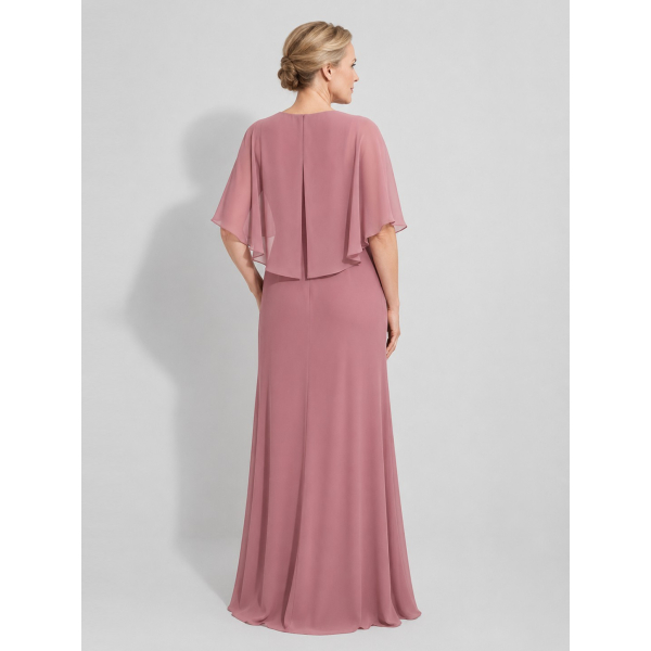 beach mother of the bride dress MO434 shoulder neckline