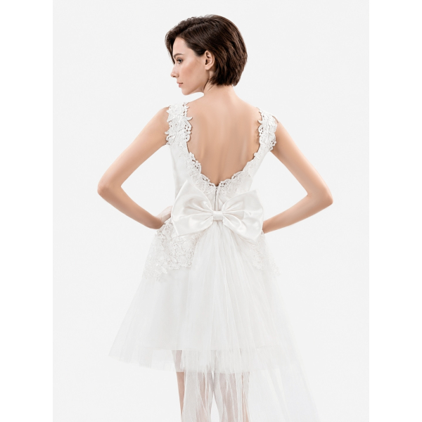 casual beach wedding dress June Bridals Spaghetti Sleeveless Chiffon Boho Summer within 15 days Custom Made Short Hi-Lo Mini