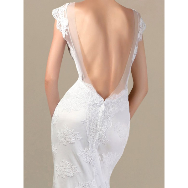 sachin and babi light blue dress Charming Backless Trumpet Lace Beach Wedding Dress Sexy Style #E8941 main image 1