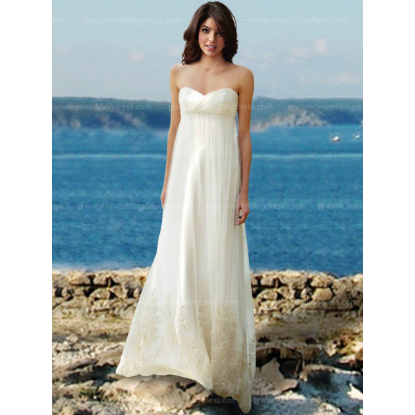 Imitation Lace Applique Deep V Wedding Dress With Long Sleeves And Empire  Waist Plus Size From Lovemydress, $113.69 | DHgate.Com