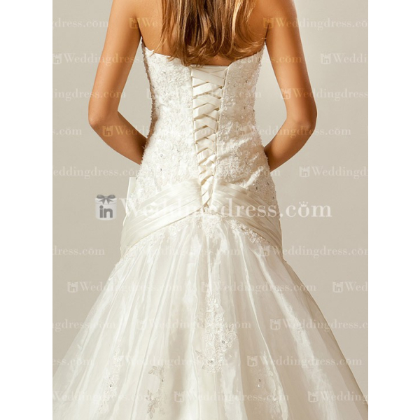 Unique Organza Wedding Dress with Lace $268