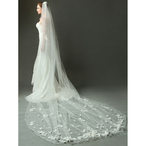 300cm Hochzeitsschleier Mit Kamm - Funkelnder Kathedralenschleier In Weiß