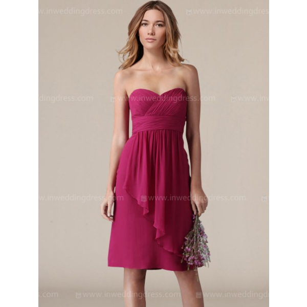 Short Chiffon Strapless A Line Empire bridesmaid Dress BR010
