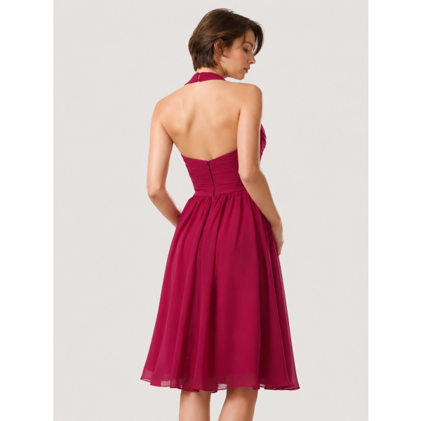 chiffon short dress bridesmaid Halter BR371 Print:Yellow COAST GUARD SUPPLIES Black Faux Leather Contrast Knee length neck;Fabric