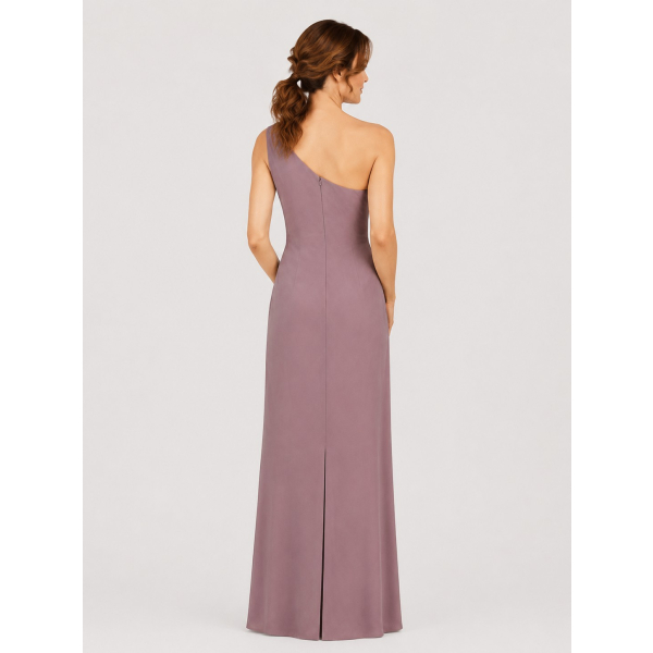 one shoulder matching color dress Lady Black Tie - Miranda Gown - One Shoulder Soft Satin A-line Dress