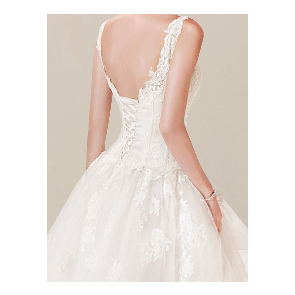 wedding dress corset back Hope ~ Basque Waist Crepe Wedding Dress main image 0