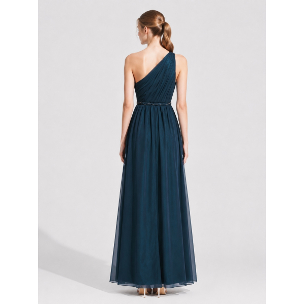 elegant bridesmaid dresses Chiffon One-Shoulder BR323 Slit Back Style