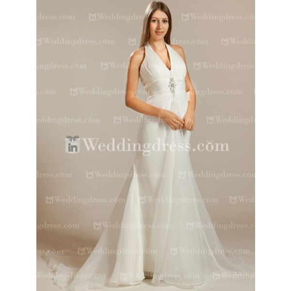 Affordable Halter Chiffon Wedding Dress for Sale