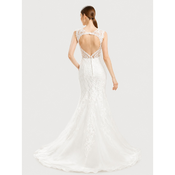 Keyhole Back Vintage Wedding Dress VT19