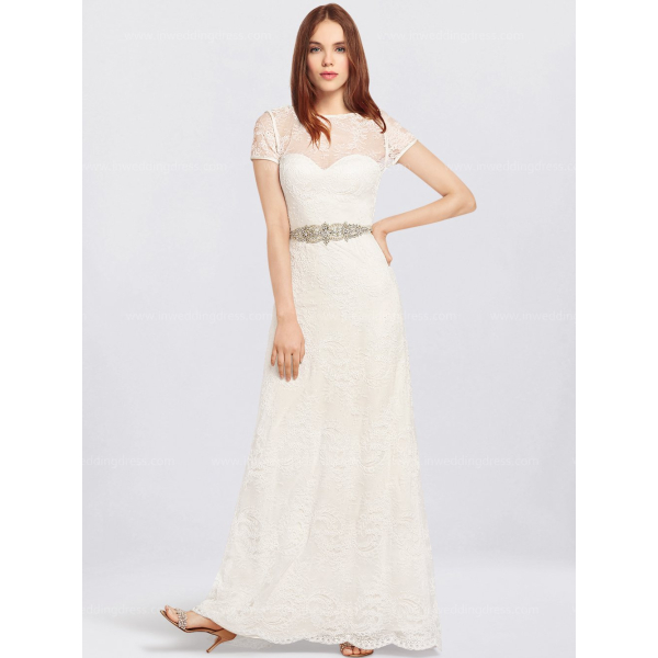 Short Sleeves Lace Wedding Dress $278