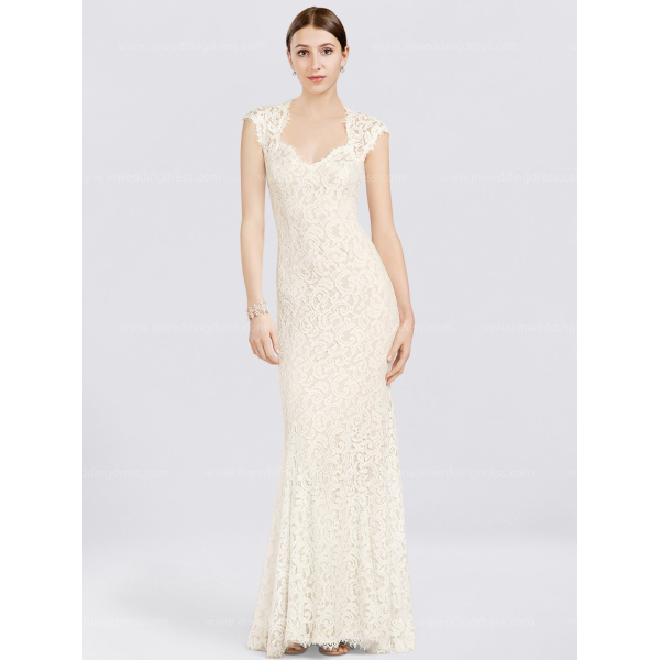 Cap Sleeves Lace Wedding Dress | $278