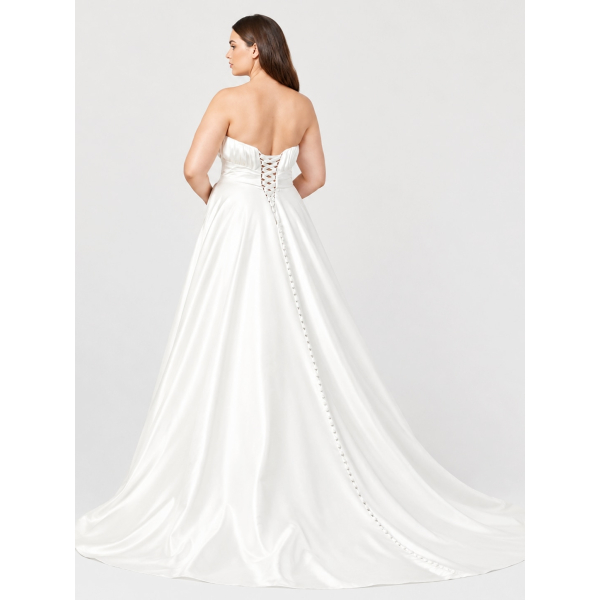 plus size empire line wedding dress Spaghetti Crystal Beaded Chiffon Waist Gown-7  DorrisDress Tulle Silhouette Madi Lane Plus Size Wedding