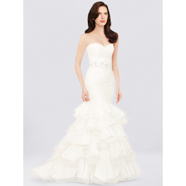 Ruffled Strapless Mermaid Wedding Dress $249