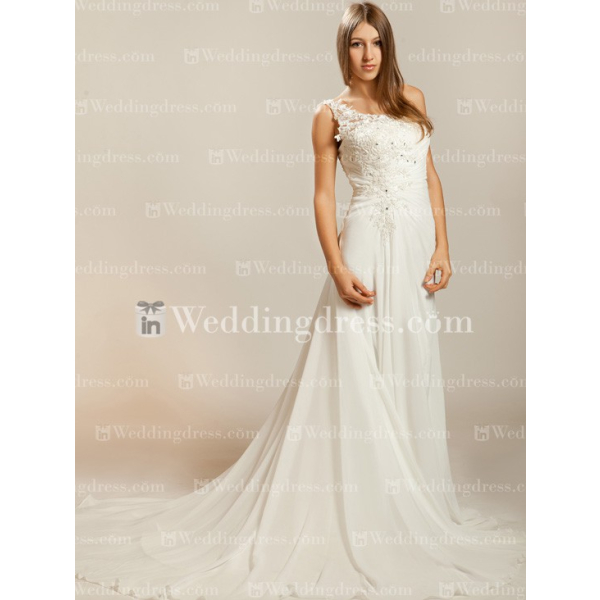 blue dress for baby girl Charming Spaghetti Straps Simple Modest Beach Wedding Dresses WD0443 –  SposaBridal main image 1