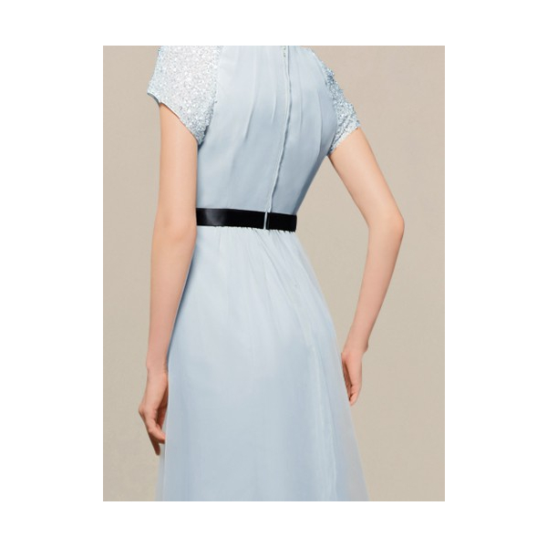 belle in blue dress A-line Simple Dusty Blue Black Girls Slay Elegant Evening Modest Long –  bridalsew main image 0