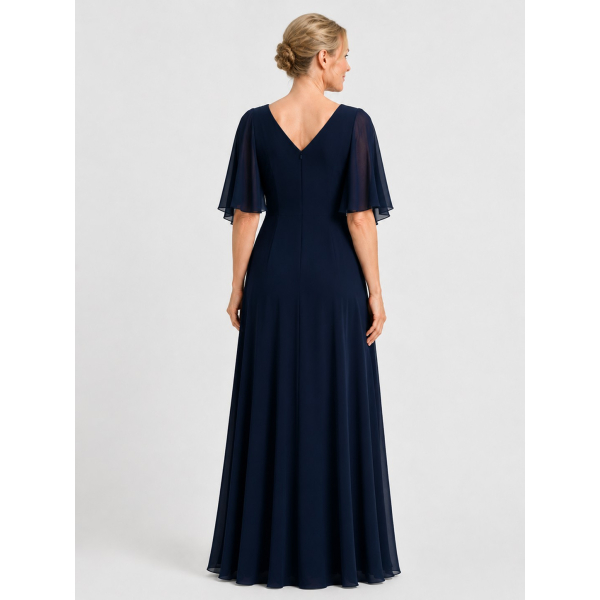 ladies mother of the bride dresses Chiffon Dress with Sleeves MO423 le-jardin