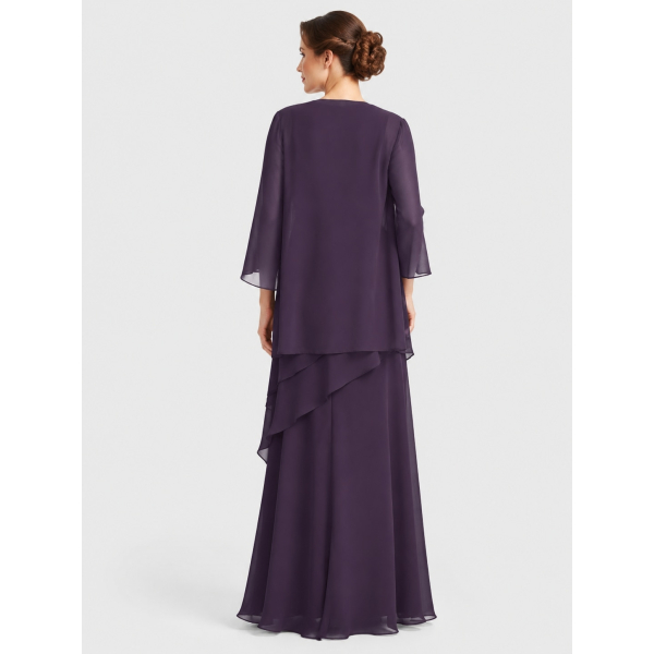 purple mother of the bride dress with jacket Purple Mother Of The Bride Dress With Jacket Plus Size R&M Richards 358260 Plus Size Long