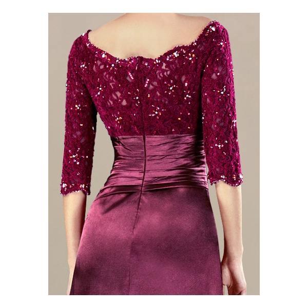 strapless open back dress Vintage Mauve Boho Mother of The Bride Dresses V-Neck A-Line Half Sleeves Ruched Zipper Long Chiffon Mother of The Bride Dress