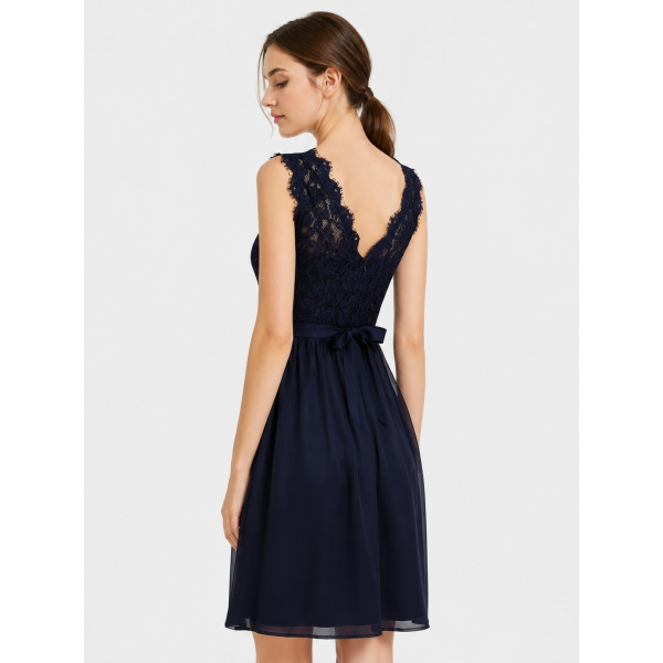bridesmaid dresses navy blue lace Azazie Roni