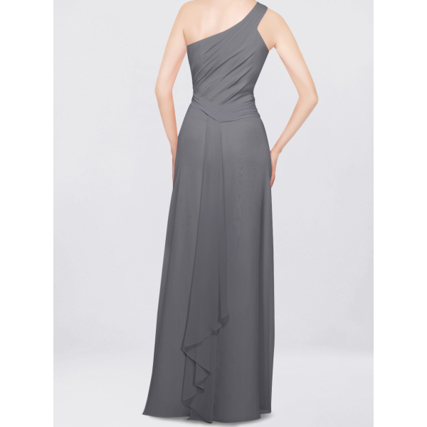 open lace back dress Chiffon One Shoulder Sleeveless Bridesmaid Dress| Plus Size