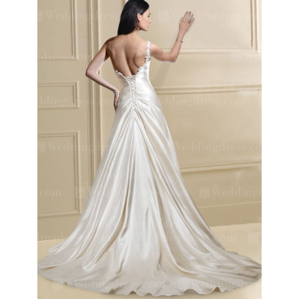 open lace back dress One Shoulder Bridal Dress 7448W One Shoulder Bridal Dress 7448W main image 0