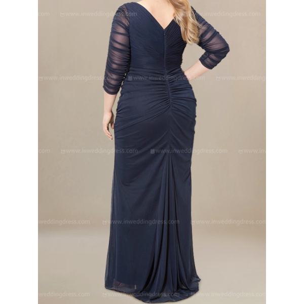 princess polly baby blue dress Zapaka Women Navy Plus Size Mother of the Bride Dress A-Line Chiffon Boat  Neck Midi Wedding Guest Dress – ZAPAKA main image 0