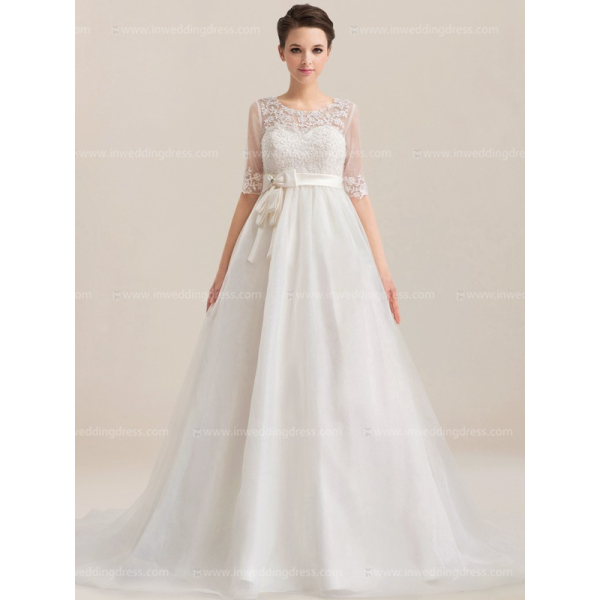 Modest Wedding Dress with Elbow Length Sleeves BC439