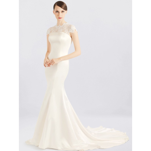high neck mermaid wedding dress