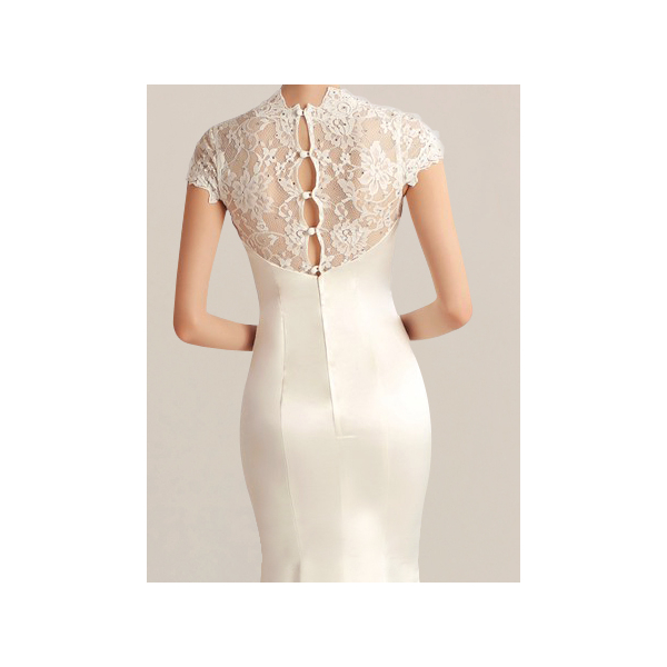 Mermaid Modest Wedding Dress with Sleeves $248