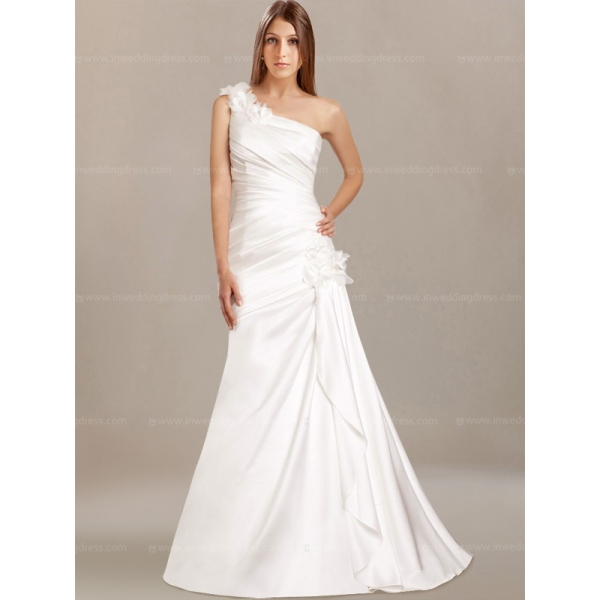 Satin One-Shoulder Mermaid Bridal Dress $242