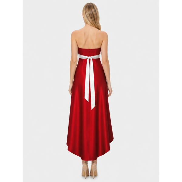 red high low bridesmaid dresses Dress Sale, Cheap Bridal Party Dress flared skirt with or Taglia:2 Azazie Party Dresses All without Hoco Satin plus size A-line