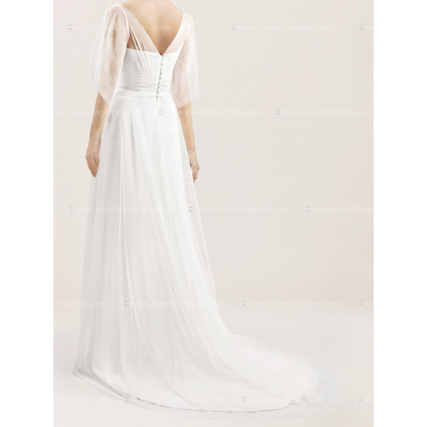 navy blue dress for baby girl Flutter short sleeves white lace a-line wedding dress main image 1