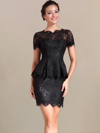 bride mother dress with lace_Black