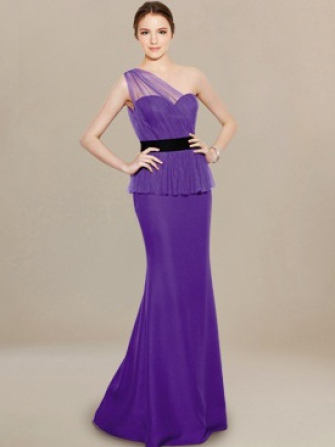 robe de demoiselle d'honneur inhabituel_Purple/Black