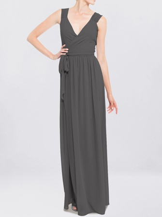 chiffon bridesmaid dress_Charcoal